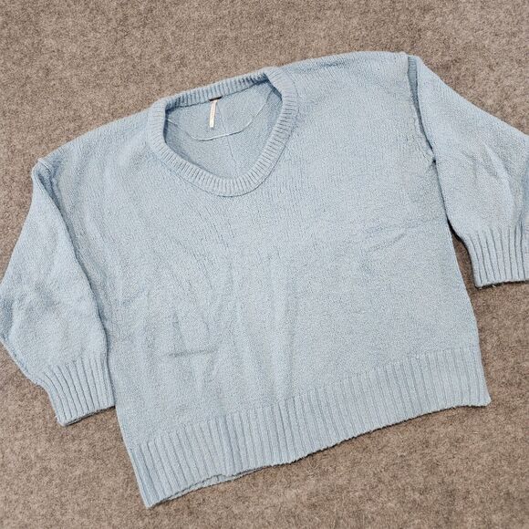 Free People Womens S Small Love Light Sweater Blue Oversized Knit Lightweight - Picture 2 of 13